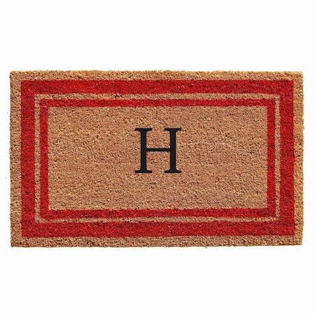 Monogram Door Mat, Natural, Red, 24 in W x 36 in L